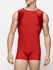 preiswerte Herren-Trainingsanzug und Kapuzenpullover-Herren Trainingsanzug Formwäsche Bodysuit Gymnastikanzüge Rundhalsausschnitt Outdoor Sport Patchwork Glatt Schwarz Rote Polyester Sportkleidung Sport und Freizeit Gymnastik Frühling
