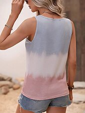 olcso Művészet és Dizájn Ujjatlan Felső-női camisole ujjatlan felső ombre grafikai napi laza ujjatlan U nyak normál felsők napi ünnep gombok nyomtatás poros kék nyár tavasz