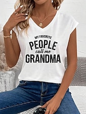 economico Magliette Festa della Mamma-Festa della mamma Per donna Canotta a canotta Grafico Lettera Elegante Casual Senza Maniche Scollo a V Top Regolari Quotidiano Stampato Nero Bianco Rosa Verde Estate