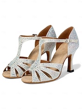 preiswerte Lateinamerikanische Schuhe-funkelnde Strass-Sandalen für Gesellschaftstanz – lateinamerikanische Salsa-Schuhe mit hohen Absätzen für Damen