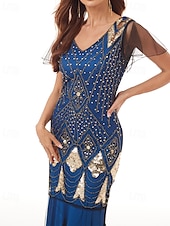 cheap Under $129.99-Sheath / Column Mother of the Bride Dress Elegant Vintage Party V Neck Floor Length Lace Tulle Short Sleeve with Beading Sequin Appliques