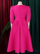 preiswerte Unter 129,99 $-Kleid Mutter der Braut Elegantes Freizeitkleid Rundhalsausschnitt Knie-Länge Polyester 3/4 lange Ärmel mit einfarbig