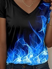 abordables T-shirt Art &amp; Design-Femmes T-shirt A Ombre Graphique Occasionnel Manche Courte Col en V Hauts Réguliers Quotidien Imprimé Rouge Bleu Vert Été Printemps