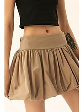 levne Mini sukně-Dámské Sukně Minisukně Módní Mini Střední vzestup Sukně Bez vzoru Nabírané šaty Lehce elastické Dovolená ulice Černá Růžová Velbloudí Šedá Léto Polyester