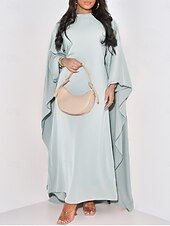 levne Jednoduché šaty-Dámské maxi šaty jednobarevné královská modrá modrá zelená léto jaro maxi šaty shift šaty kaftan šaty poloformální formální kancelář večírek běžné střih jednoduchý kulatý výstřih