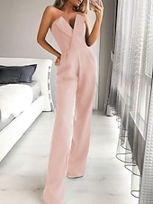 ieftine Pantaloni și salopete-Salopete Rochii de Invitată la Nuntă Rochie Tuxedo Rochii Rompers Petrecere Rochie pentru Nuntă Lungime de Podea fără Mâneci Fără Mâneci din Material Elastic cu Buzunar