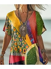 tanie Sztuka i projektowanie sukien-Letnia sukienka maxi dla kobiet sukienka w kształcie litery A sukienka codzienna sundress sukienka w kształcie litery A letnia sukienka boho wakacje vintage codzienna regularny krój ombre graficzna