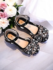 preiswerte Blumenmädchen-Mary-Jane-Schuhe für Mädchen mit Strass-Schleife – glitzernde, mit Perlen verzierte Party-Ballerinas für Hochzeiten und besondere Anlässe