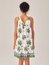 preiswerte Lässiges Kleid mit Aufdruck-Locker sitzendes Tank-Minikleid mit Resort-Print