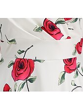 tanie Sukienki-Lata 50. Retro / vintage Rockabilly Do kolan Sukienka kopertowa Sukienka huśtawka Rozkloszowana sukienka Normalny Krótki kimonowy Kwiaty Obcisła i rozszerzona Huśtawka wisząca W serek Strój na bal