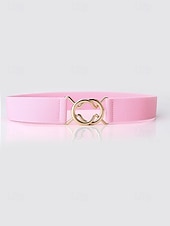 baratos Cinto Feminino-cinto elástico ajustável feminino com fivela de metal da moda - moderno e versátil - adequado para uso diário feminino e passeios casuais