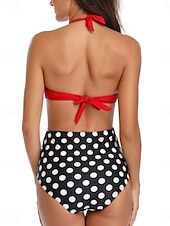 billige Onepiece badedrakter-Kvinners Badetøy Én Delt Monokini Badedrakt Ryggløs Magekontroll Høy Midje Slim Ferie Strandklær Blomster Prikkete V-Hals Ermeløs Badedrakter