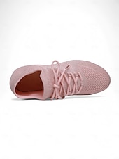 baratos Sapatos de Aulas de Dança-sapatos de dança femininos de malha rosa com cadarço e salto baixo – sapatos confortáveis casuais e de salão
