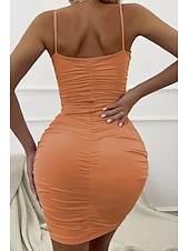 cheap White Graduation Dresses-Women&#039;s Mini Dress White Dress Graduation Dress Bodycon Slip Dress Fashion Party Birthday Date Regular Fit Plain Sleeveless Spaghetti Strap Black White Wine Red Summer
