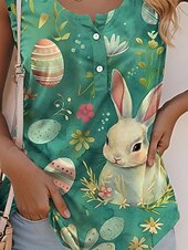 cheap Tank Tops &amp; Camis-Easter Women&#039;s Camisole Tank Top Floral Animal Casual Sleeveless Sleeveless U Neck Regular Tops Daily Buttons Print Green Summer