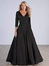 preiswerte Bodenlänge-Blau Rosa Jacquard A-Linie Brautmutter Kleid Elegantes Vintage Bodenlänge Polyester Spitze Halblangarm mit Blume Hochzeitsgastkleid 2025