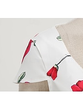 tanie Sukienki-Lata 50. Retro / vintage Rockabilly Do kolan Sukienka kopertowa Sukienka huśtawka Rozkloszowana sukienka Normalny Krótki kimonowy Kwiaty Obcisła i rozszerzona Huśtawka wisząca W serek Strój na bal