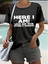 abordables T-shirt Humor &amp; Citations-Femmes T-shirt Graphique Lettre Élégant Occasionnel Manche Courte Col rond Hauts Réguliers Quotidien Week-end Imprimé Noir Vert Véronèse bleu marine Été Printemps