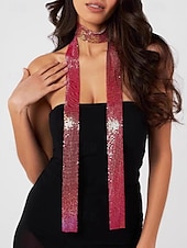 billiga Halsdukar för kvinnor-chokerhalsduk i silver strass för kvinnor – gnistrande statement-halsband för fester, nattklubbar och festivalkläder