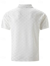 preiswerte Klassisches Poloshirt für Herren-Herren Golfshirt Golf Poloshirts Arbeit Lässig Revers Kurzarm Basic Modern Karomuster Patchwork Knöpfe Sommer Normale Passform Schwarz Weiß Dunkelmarine Grau Leicht Blau Golfshirt