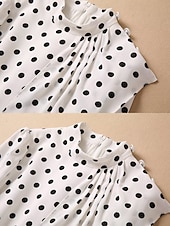 cheap Under $129.99-A-Line Dress Mother of the Bride Dress Polka Dots Elegant Vintage Party Mock Neck Floor Length Chiffon Cotton Blend Long Sleeve with Buttons Wedding Guest Dress