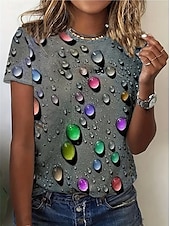 ieftine tricou Art &amp; Design-Pentru femei Tricou Topuri de vară Grafic Clasic Casual Manșon scurt Stil Nautic Crop Tops Zilnic Sfârșit de săptămână Imprimeu Galben Roșu-aprins Albastru piscină Fucsia Portocaliu Vară Primăvar