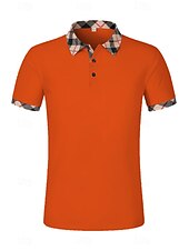 cheap Men&#039;s Classic Polo-Men&#039;s Golf Shirt Golf Polos Shirts Formal Work Lapel Short Sleeve Modern Comfortable Color Block Patchwork Buttons Summer Spring Regular Fit Wine Apricot Black White Dark Navy Orange Golf Shirt