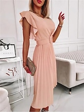 preiswerte Einfaches Kleid-Damen Mini Kleid A-Linien Kleid Blazer Kleid Arbeitskleid Cocktail Arbeit Reguläre Passform Grafik Ärmellos Rundhalsausschnitt Hellrosa Pink Rot Grün Sommer