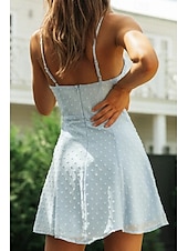 economico Abiti di Laurea-Per donna Mini Abito Abito Bianco Abito da laurea Abito Sottoveste Moda Moderno All&#039;aperto Compleanno Data Vestibilità regolare Semplice Senza Maniche Spalline sottili Bianco Azzurro Estate
