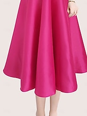 abordables Robes de cocktail-Robes de quinceanera en forme A Robe vintage Mariage invitée de mariage longueur thé sans manches col arrondi polyester dos nu avec plis