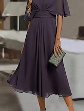 abordables Robe de cocktail-Femme Robe mi-longue robe cocktail Robe Évasée Robe d&#039;été Mode Extérieur Vacances Rendez-vous Standard Plein Manche Courte Col V Rose Claire Bleu Violet Eté