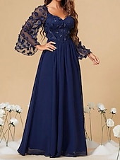 levne Pod $129,99-Šaty Šaty Matky Nevůsty Elegantní Party Neformální Čtvercový Výstřih Dlouhé Délky Chiffon Polyester Dlouhé Rukávy s Jednobarevnými Svatební Host Šaty