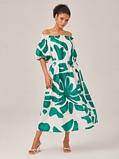 abordables Robes décontractées-robe ample à col bateau et imprimé color-block