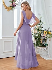preiswerte Bodenlänge-Kleid Brautmutterkleid Elegant Party V Ausschnitt Bodenlang Chiffon Ärmellos mit Falten 2025