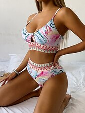 preiswerte Bikini-Sets-Damen Badeanzüge Bikini 2 Teile Slips Badeanzug Rückenausschnitt Schlank Urlaub Strand Freizeit Ombre V-Ausschnitt Ärmellose Badesuits