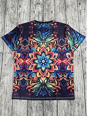 abordables T-shirt floral-Femmes T-shirt Hauts d&#039;été Graphique Bloc de Couleur Classique Occasionnel Manche Courte Col ras du cou Hauts courts Quotidien Week-end Imprimé Arc-en-ciel Été Printemps Automne