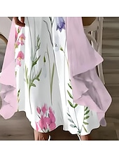 cheap Floral Dress-Women&#039;s Maxi Dress 2 Pieces Dress Set Sundress Summer Dress Slip Dress Vacation Formal Boho Vacation Loose Fit Floral Graphic 3/4 Length Sleeve Strap V Neck Pink Summer Spring