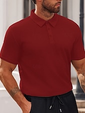 preiswerte Sport-Herren Poloshirts zum Suchbegriff: &quot;Waffel&quot; Golfhemd Arbeit Casual Kargen Kurzarm Basic Modern Glatt Knopf Sommer Frühling Regular Fit Schwarz Weiß Gelb Rote Hellgrau Hellblau Poloshirts zum