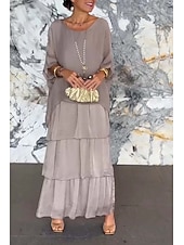 economico Abiti da festa-Per donna Vestito longuette Abito casual Abito stampato Di tendenza Manica a pipistrello Esterno Da mare Fine settimana Standard Liscio Fiore decorativo Mezza manica Girocollo Rosso Verde Grigio