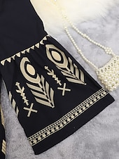 abordables Robes Boho-Femmes Mini Robe Robe trapèze Occasionnel Extérieur Sortir Coupe régulière Graphique Géométrique Manche 3/4 Col en V Noir Été