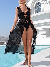 preiswerte Schwimmresse-Damen Badeanzug Zudecken Bademode Ausgeschnitten Tropisch Strandbekleidung Glatt U-Ausschnitt Ärmellos Badeanzüge