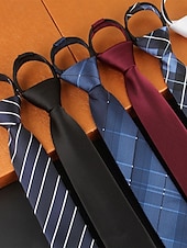 preiswerte Krawatten &amp;amp; Fliegen für Herren-Vorgebundene schmale Kabelbinder für Herren – klassische Streifen und einfarbige, verstellbare, bequem zu tragende Krawatten für Business, Hochzeiten und formelle Anlässe