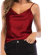 preiswerte Tank-Shirts &amp; kurze Jäckchen für Damen-Damen Camisole-Tanktop Feste Farbe Brautkleider schlicht Ärmellos V Ausschnitt Normale Oberteile Täglich Knopf Tasche Schwarz Weiß Wein Grün Sommer Frühling