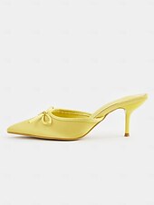 abordables talons kitten-Escarpins à talons aiguilles en satin bordeaux pour femme – mules à bout pointu avec nœud pour des rendez-vous chics et des tenues quotidiennes