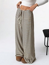 economico Pantaloni-Per donna Pantaloni Casual Lunghezza intera Naturale A righe Elasticizzato Casual Quotidiano Grigio chiaro Marrone e nero Blu cielo e Bianco Bianco / Rosa Estate