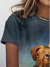 economico Maglietta Animali-Per donna Maglietta Top estivi Grafico Gradiente di Colore Classico Casual Manica Corta Girocollo Top corti Quotidiano Weekend Stampato Arcobaleno Estate Primavera Autunno