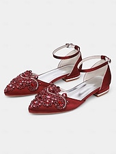 abordables Officiel-ballerines à bout pointu ornées de pierres précieuses vertes – chaussures de mariage et de soirée pour femmes de style vintage