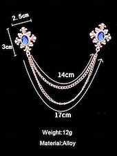 cheap Men&#039;s Ties &amp; Bow Ties-Vintage Blue Gem Collar Chain Brooch – Elegant Double Chain Lapel Pin for Men &amp; Women, Gothic Victorian Style Shirt &amp; Suit Accessory, Formal Wedding &amp; Party Jewelry