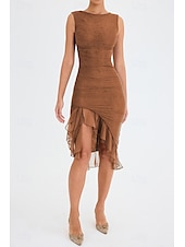 ieftine Rochii din chiffon-Pentru femei Rochii Midi Rochie de absolvire Rochie de Cocktail Rochie pentru invitata de nunta Rochie teacă Modă Modern În aer liber Absolvire Petrecere ceai Fit regulat Simplu Fără manșon Stil