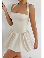 ieftine Rochii de absolvire-Pentru femei Rochie Mini Rochie albă Rochie de absolvire Rochie cu decolteu Modă Modern Absolvire Dată Petrecere ceai Fit regulat Simplu Fără manșon Gâtul halter Roz Deschis Negru Alb Roșu-aprins Vară